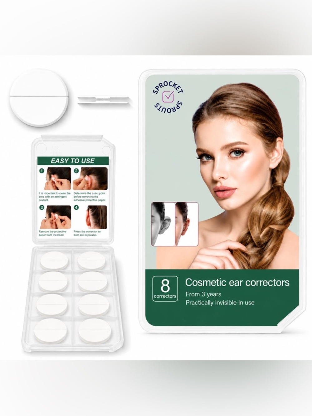 NWT SprocketSprouts Cosmetic Ear Correctors Small 8 Count Adhesive